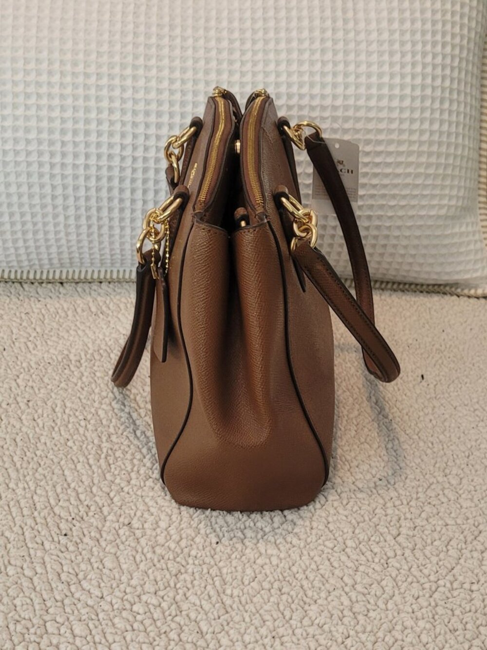 Coach Small Christie Carryall in Cross-Grain Leather Color is "Saddle 2" NWT - Picture 9 of 12